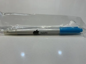 Original Vintage APPLE Computer PenPush Button  Blue & White - Picture 1 of 6