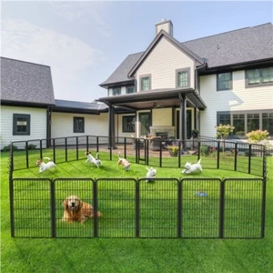 8 Panels Dog Playpen Metal Dog Fence with Easy-Carry Straps & Stakes Storage Bag - Picture 1 of 18