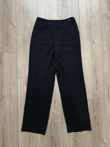 Pantalone elegante Chanel nero lana zip laterale gamba dritta taglia 38