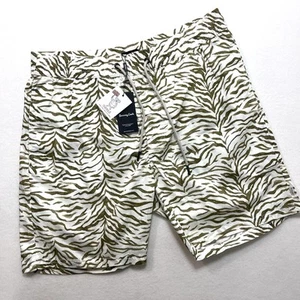 Neu Herren 36 Amphibious Hybrid Nass/Trocken Badeshorts Barney Cools Zebra Grün Elfenbein - Bild 1 von 8