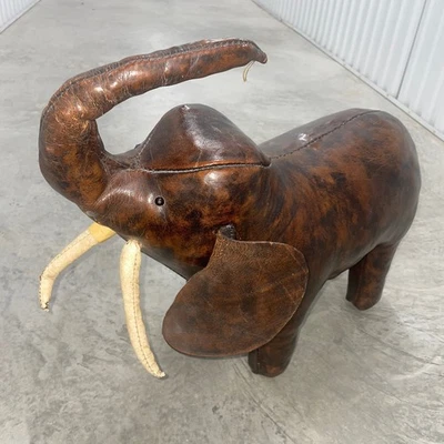 De colección DIMITRI OMERSA Cuero Elefante Abercrombie Fitch Reposapiés Otomano RARO Foto 1 de 4