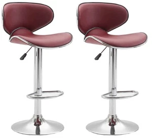 #R119929/1004 2x Barhocker Las Vegas V2 Kunstleder chrom bordeauxrot Barstuhl - Bild 1 von 1