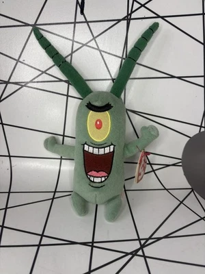 Ty Beanie Plush Toy Sheldon J. Plankton Spongebob 2007 Figure Tag Viacom - Image 1 of 4