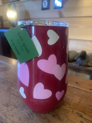 Kate Spade 16 Oz Tumbler Red With Hearts NWT - Image 1 of 4