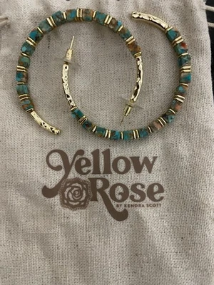 Kendra Scott Yellow Rose Ember Gold Hoop Earrings in Bronze Veined Turquoise - Image 1 of 3