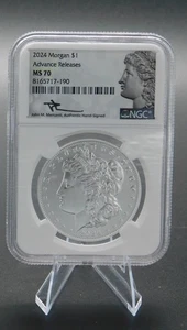 2024 Morgan Dollar NGC MS70 Advance Releases John Mercanti Signed - Mint Marks - Bild 1 von 5