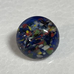Fermacarte vintage vetro multicolore bottone blu e pietra dorata 123-16 - Foto 1 di 6