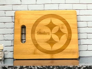 New Lg Pittsburgh Steelers Engraved Bamboo Cutting Board Charcuterie Board - Picture 1 of 3