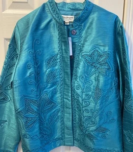 Turquoise 2-Layer Dressy Jacket, Church, Special Occasion M Luncheons NWT - Picture 1 of 6