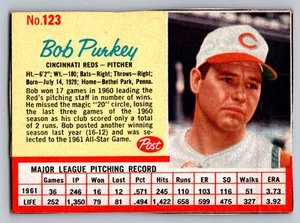 1962 Post Cereal #123 Bob Purkey Cincinnati Reds - Picture 1 of 3