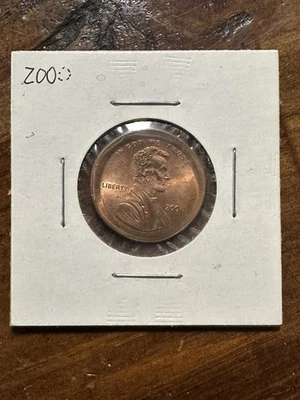 2000 Lincoln Cent Mint Error Finned Rim Weak Strike Date and Legends Red AU - Image 1 of 4