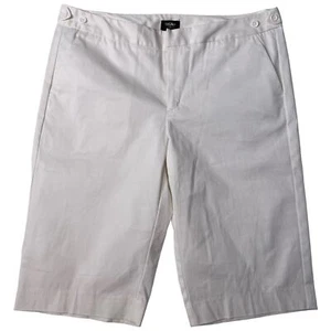 MOSSIMO Stretch Shorts Womens 12 White Bermuda Chino Mid-Rise Flat Front - Picture 1 of 16