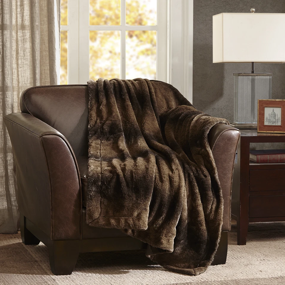 HERMOSA MANTA ULTRA SUAVE DE LUJO MARRÓN ANIMAL CÁLIDA ACOGEDORA PIEL SINTÉTICA  Foto 1 de 1