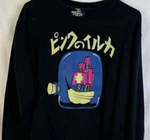 Pink Dolphin Sweatshirt Rundhalsausschnitt schwarz Pullover Hip Hop Logo Crew Herren Small " - Bild 1 von 6