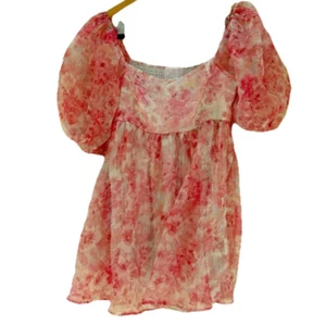 Audrey Parks SM Claudia organza floreale babydoll mini abito manica a sbuffo femminile - Foto 1 di 4