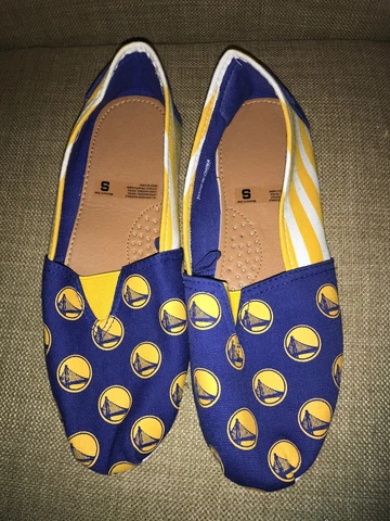 NBA Golden State Warriors Ladies Canvas Stripe Shoes Slippers Size S Small Cover