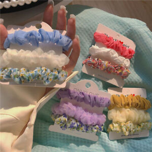 3Pcs Chiffon Net Yarn Scrunchies Hair Accessories Flowers Hair Rope Set Fashi ❥