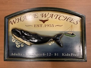 Antique Style 3 D Whale Watching Advertising Home Decor Sign 23 1/4" x 15 3/4" - Picture 1 of 10