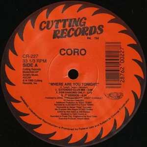 1986 CUTTING RECORD CORO WHERE ARE YOU TONIGHT DJ MIX ELECTRONIC FREESTYLE - Picture 1 of 6