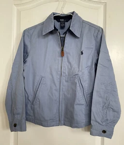 Polo Ralph Lauren Boy's Kid's Light Blue Zip Logo Jacket Coat Outerwear S 8/10 - Picture 1 of 12