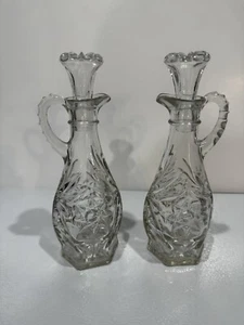 Vintage Anchor Hocking Davidstern Glas Essig Öl Set Kruzifix mit Stopfen A4 - Bild 1 von 2