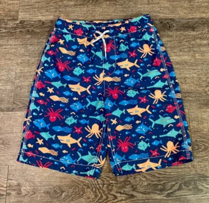 Gap Kids Surf Pixelated Ocean Life Swim Trunks Shorts Deep Cobalt Boys Size L - Picture 1 of 7