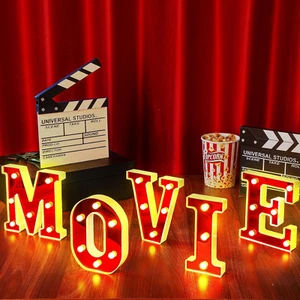 Movie Light up Letters Sign Party Decorations Battery Powered Marquee Lighted Si - Picture 1 of 12