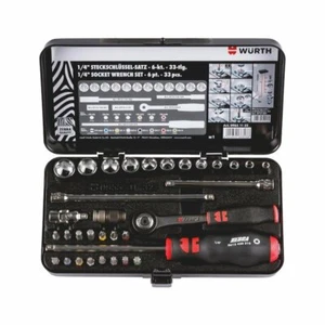 Wurth Professional Socket Set Metal Case Tools 1/4 Inch Ratchet Wrench 33 Pieces - Picture 1 of 9