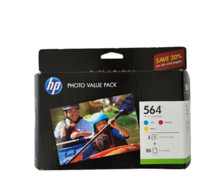 Cartuchos de tinta a color HP Photo Value Pack 564 y papel fotográfico caducados en 2016 Foto 1 de 4