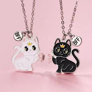 Cute Cat BFF Necklaces Set - Best Friend Gifts for Kids by Lovecryst - Picture 1 of 27