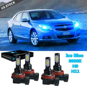 Combo 4 Bulbs LED Headlight 8000K Ice Blue For Chevy Malibu Impala Hi/Low Beam - Picture 1 of 12