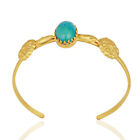 Turquoise Gemstone 18K Gold Plated 925 Silver Wedding Fashion Cuff Bracelet