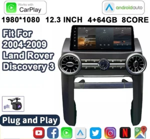 4G+64G 12.3" Car Stereo Radio For 2004-2009 Land Rover Discovery3 Carplay GPS FM - Picture 1 of 22