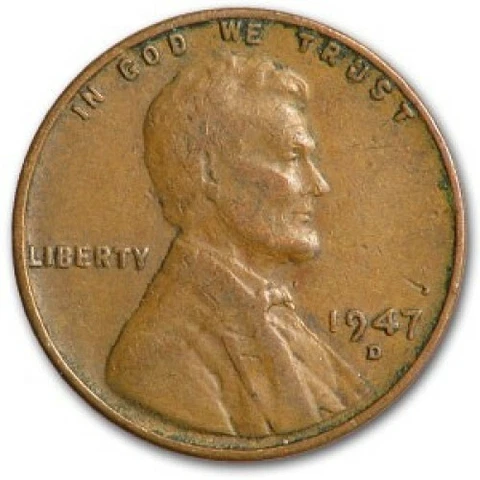 1947 D - Lincoln Wheat Penny - G/VG Cover