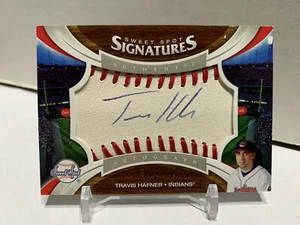 2006 Upper Deck Sweet Spot Red Stitch Blue Ink Auto Travis Hafner /120 Indians - Picture 1 of 2