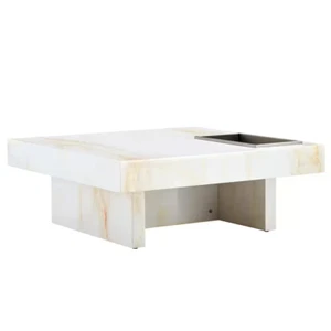 Polibi 31.4 in. White Square Wood Top Coffee Table - Picture 1 of 10