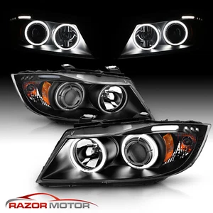LED For 2006 2007 2008 BMW E90 3-Series Sedan Black Projector Headlights Pair - Picture 1 of 10