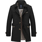 Uk Style Men Warm Long Trench Coat Jacket Slim Fit Casual Smart Blazer Outwear