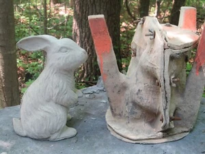 11" Concrete Standing Rabbit Statue Latex Mold w/Fiberglass Backing Cement - Picture 1 of 18