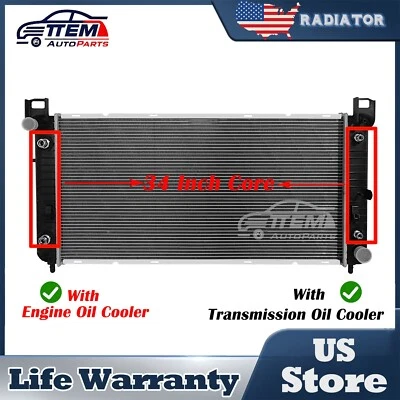 34'' Radiator CU2370 For Chevy Silverado 1500 2500 Suburban Tahoe 4.8L 5.3L 6.0L - Image 1 of 4