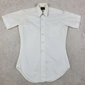 Vintage 70s Sears Roebuck Shirt Mens M 15 White C-band Cape Collar Button Up - Picture 1 of 11