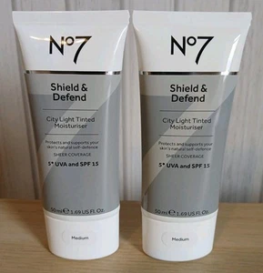 No7 Shield & Defend City Light Tinted Moisturiser SPF15 50ml Shade Medium New X2 - Picture 1 of 4