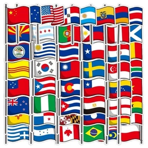 50 NATIONALFLAGGE AUFKLEBER/WELT LÄNDER/KARTEN/LAND VINYL STICKER-WASSERDICHT - Bild 1 von 16