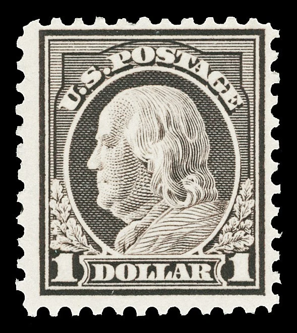Scott 518 1917 $1.00 Violet Brown Franklin Perf 11 Mint F-VF OG NH Cat $95 - Image 1 of 1