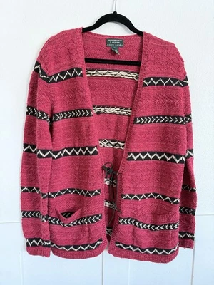 Suéter Cárdigan Lauren Ralph Lauren Para Mujer Grande Tejido a Mano Lino Corbata Tribal Foto 1 de 3