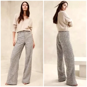 Banana Republic Pants Women 4 Silver Coleta Tinsel Tweed Wide Leg Trouser Glam - Picture 1 of 9
