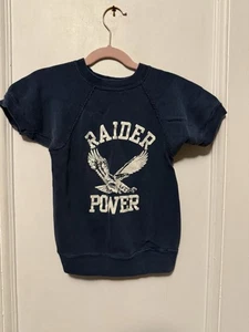 Vintage 60s Camp Raider Eagles Power Short Sleeve Sweatshirt Crewneck Kids 6-8 - Picture 1 of 12