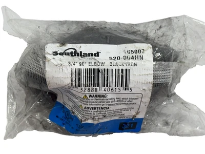 Southland 3/4" 90 Degree Elbow Black Iron Pipe Fitting 520-004HN New Plumbing - Image 1 of 4