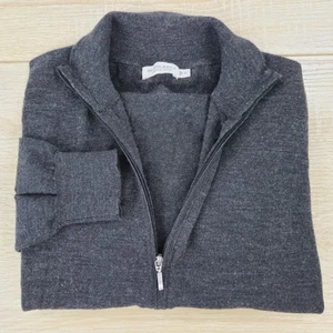 MERINO WOOL Men's M Suitsupply 1/4 Quarter Zip Grey Long Sleeve Pullover Sweater - Picture 1 of 6