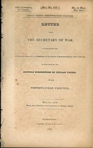1823 WINNEBAGO 'WAR' on the NORTHWESTERN FRONTIER, future state of WISCONSIN - Picture 1 of 2